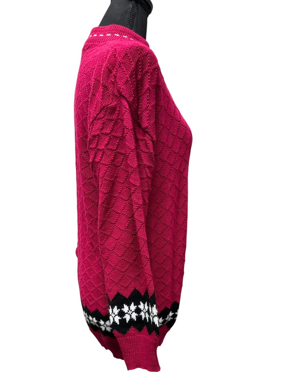American Pride Vintage Red Fair Isle Nordic Knit Sweater Made in USA Medium - Picture 4 of 10